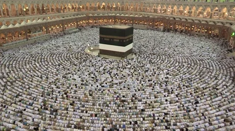 Muslim Praying Masjidil Haram in Mecca Clip-2 Stock Footage