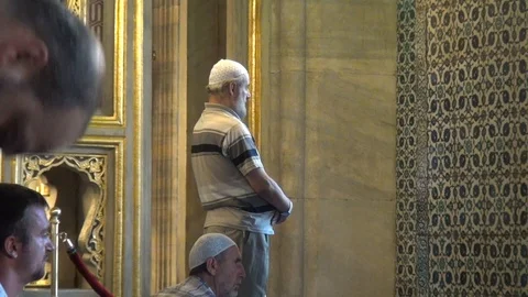 MUSLIM PRAYING IN THE MOSQUE Stock Footage 93029858