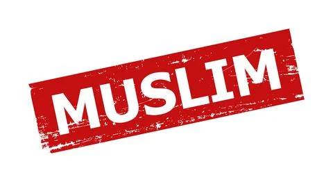 MUSLIM Red Rectangle Corroded Badge Stock Illustration