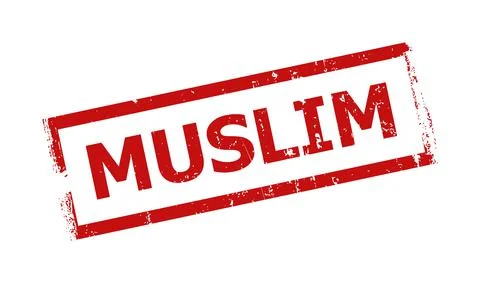 MUSLIM Red Rectangle Frame Unclean Seal Stock Illustration