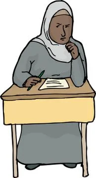 Muslim Student Thinking Illustrazione stock
