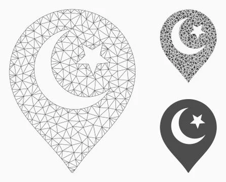 Muslim Symbol Marker Vector Mesh 2D Model and Triangle Mosaic Icon Illustrazione stock