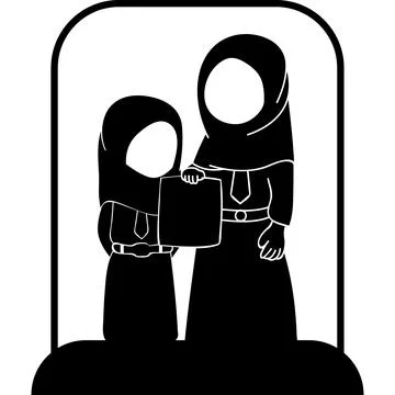 Muslim Teacher And Student Illustration Stock Illustration