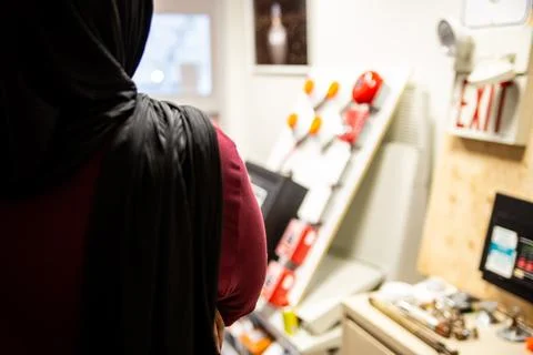 Muslim trainees taking cpr class and first aid Stock Photos
