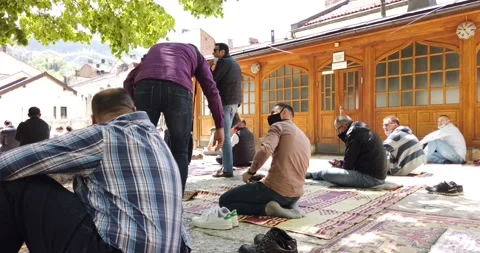 Muslims are taking the weekly prayer jumu'a, during Ramadan Stock Footage 130675867