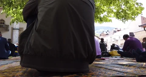Muslims are taking the weekly prayer jumu'a, during Ramadan Stock Footage 130680470