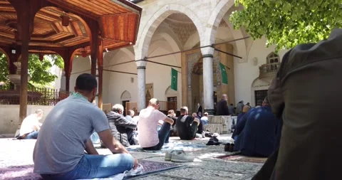 Muslims are taking the weekly prayer jumu'a, during Ramadan Stock Footage 130680520