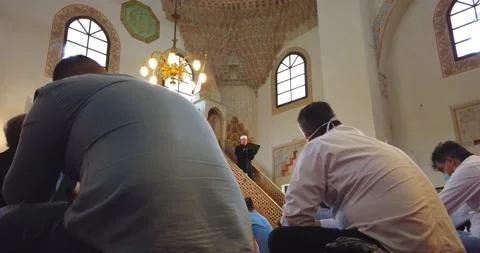 Muslims are taking the weekly prayer jumu'a Stock Footage 135547271