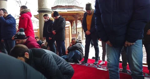 Muslims are taking the weekly prayer jumu'a Stock Footage 170256183
