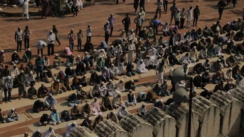Muslims Attend Prayer Session In Mosque, Delhi, India. Stock Footage 122801249