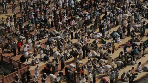 Muslims Attend Prayer Session In Mosque, Delhi, India. Stock Footage 122801480