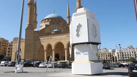 Muslims in Beirut attend first Friday prayers during holy month of Ramadan, Beir Stock Footage 329294924