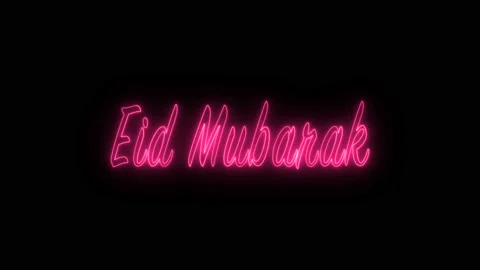 Muslims Eid Mubarak greeting Text with neon elegance text, Stock Footage 130812429