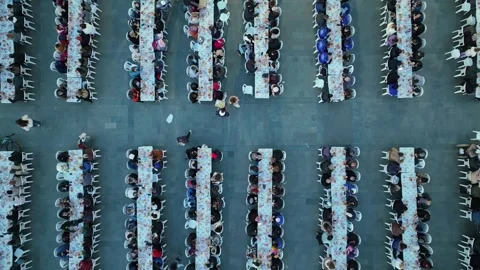 Muslims having iftar together during Ramadan Stock Footage 269407675
