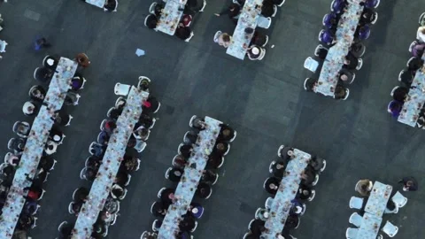 Muslims having iftar together during Ramadan Stock Footage 269407719