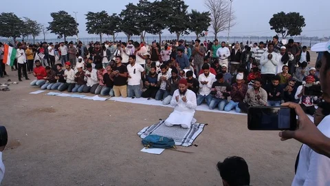 Muslims-Pray-during-Citizenship-amendment-bill-protests-2 Stock Footage 121786047