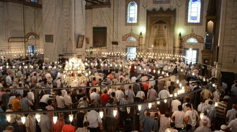 Muslims Pray in Mosque in Istanbul Stock Footage 46204042