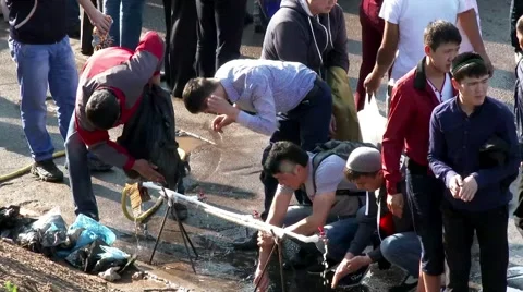 Muslims prayers on celebration of Eid al-Fitr (Uraza-Bairam). Stock Footage 52525646