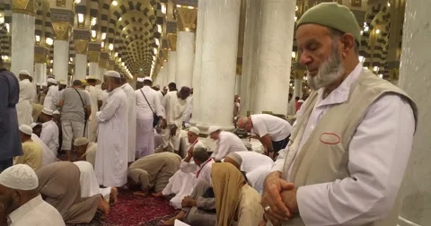 Muslims praying inside masjid.  Stock Footage 68994023