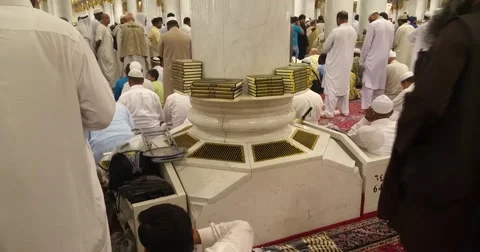 Muslims praying inside masjid.  Stock Footage 68994688
