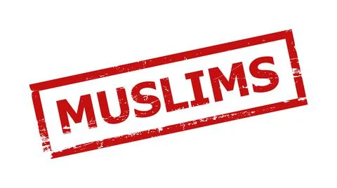 MUSLIMS Red Rectangle Frame Distress Watermark Stock Illustration