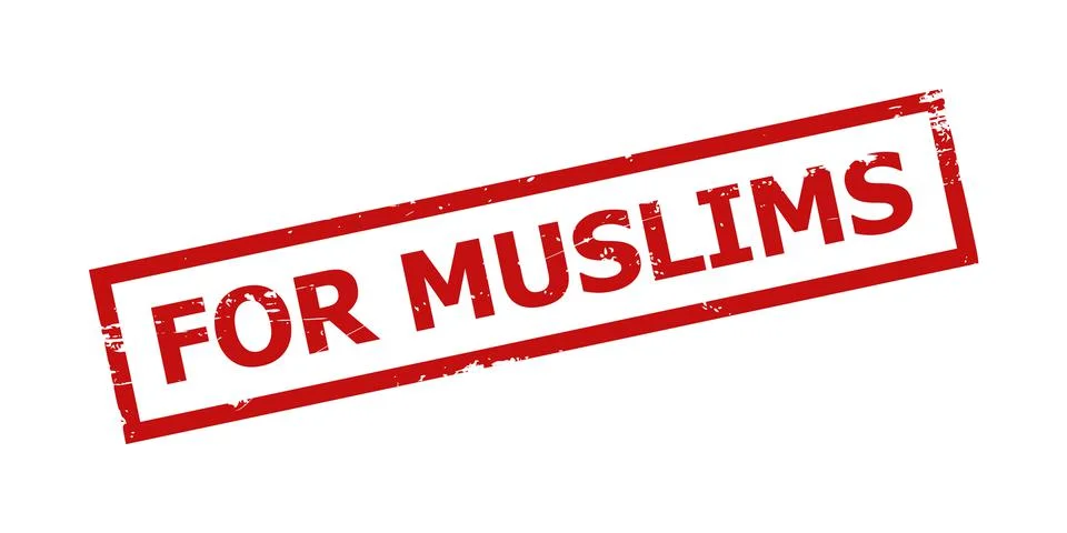 FOR MUSLIMS Red Rectangle Frame Unclean Badge Stock Illustration