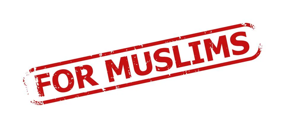 FOR MUSLIMS Red Rounded Rectangle Corroded Badge Illustrazione stock