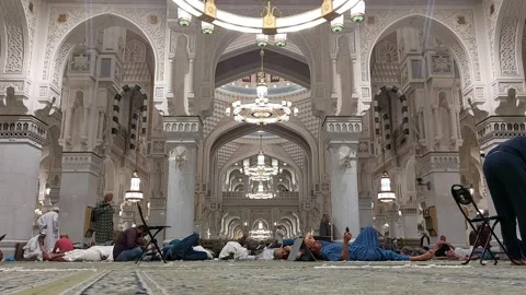Muslims sit at prayer row in the Masjid ... | Stock Video | Pond5