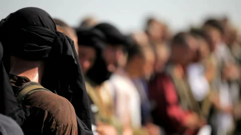 Muslims stand in a row Video stock 1443746