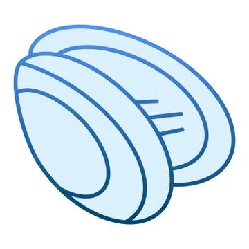 Mussel flat icon. Shell blue icons in trendy flat style. Seafood gradient style Stock Illustration