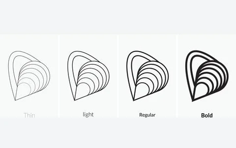 Mussel icon. Thin, Light Regular And Bold style design isolated on white ba.. Stock Illustration