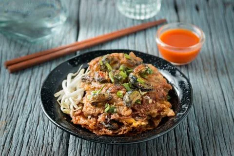 Mussel omelette Stock Photos