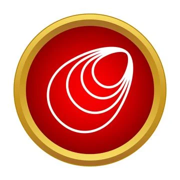 Mussel shell icon in red circle design Stock Illustration