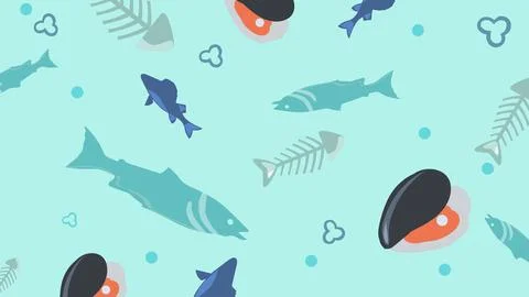 Mussels and Bones Background Stock Illustration