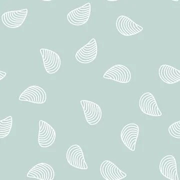 Mussels ocean line seamless pattern 스톡 일러스트