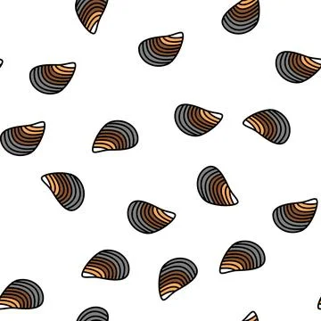 Mussels ocean vector seamless pattern Stock Illustration