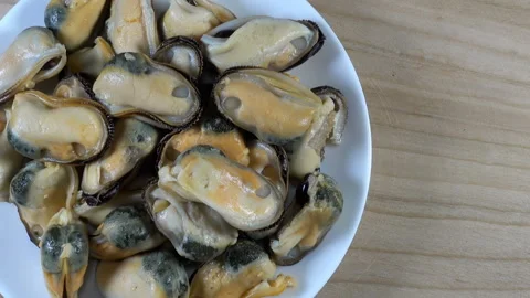Mussels on a plate close-up Stock Footage 140221835