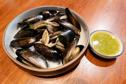 Mussels on a white background Stock Photos