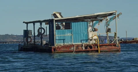 Musssel Farm Cabin Base Floating  Close Up 動画素材 190576337