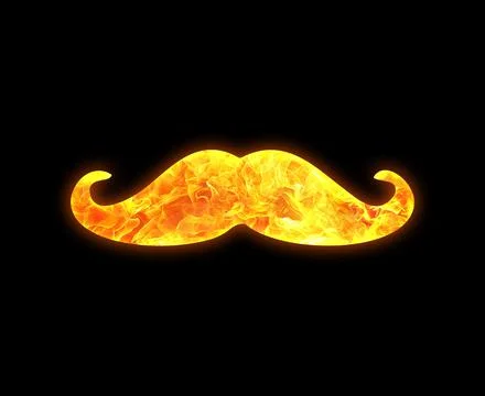 Mustach outline with a bright fire pattern isolated on a black background Stock Illustration