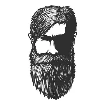 Mustache and beard man Head hand drawn vector illustration Illustrazione stock