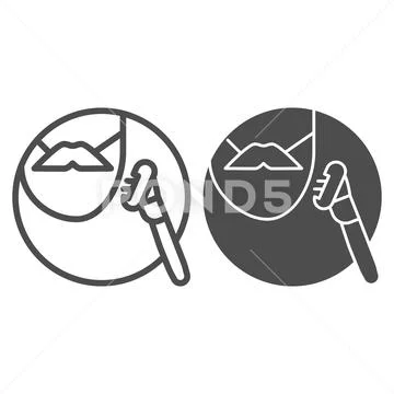 Mustache and razor line and glyph icon. Shaving vector illustration isolated on Stock Illustration