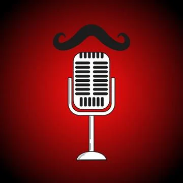 Mustache are talking to the microphone Stock Illustration