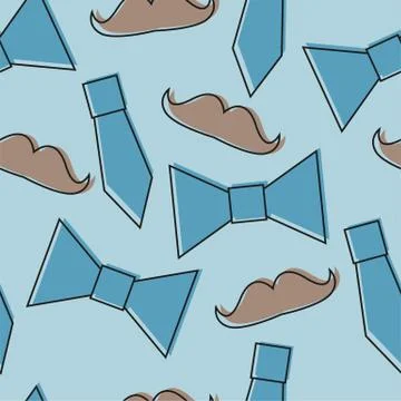 Mustache, Bow tie seamless pattern. Fathers Day holiday repeating texture イラスト素材