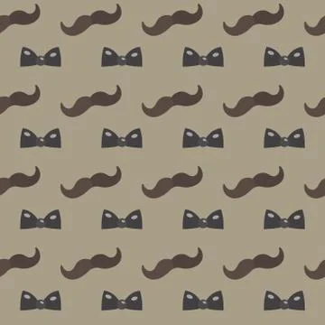 Mustache, Bow tie seamless patterns. Father's Day holiday concept repeating.. Stock Illustration