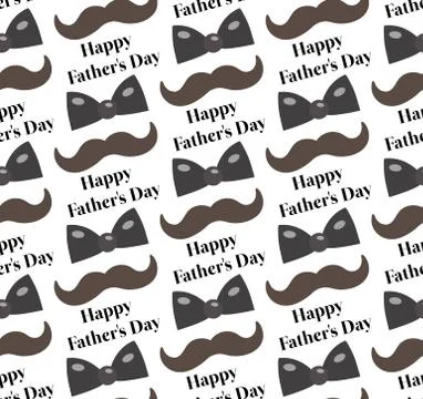 Mustache, Bow tie seamless patterns. Father's Day holiday concept repeating.. Stock Illustration