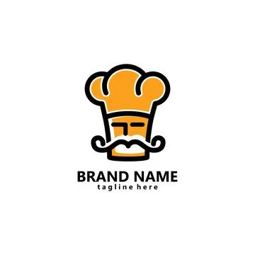 Mustache chef logo design vector Illustrazione stock