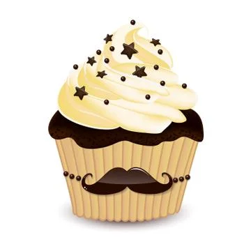 Mustache cupcake Stock Illustration