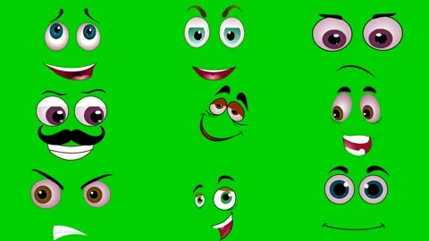 Mustache face on green screen featuring funny facial expressions High quality 库存影片 334703920