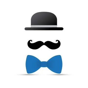 Mustache, hat and bowtie Stock Illustration